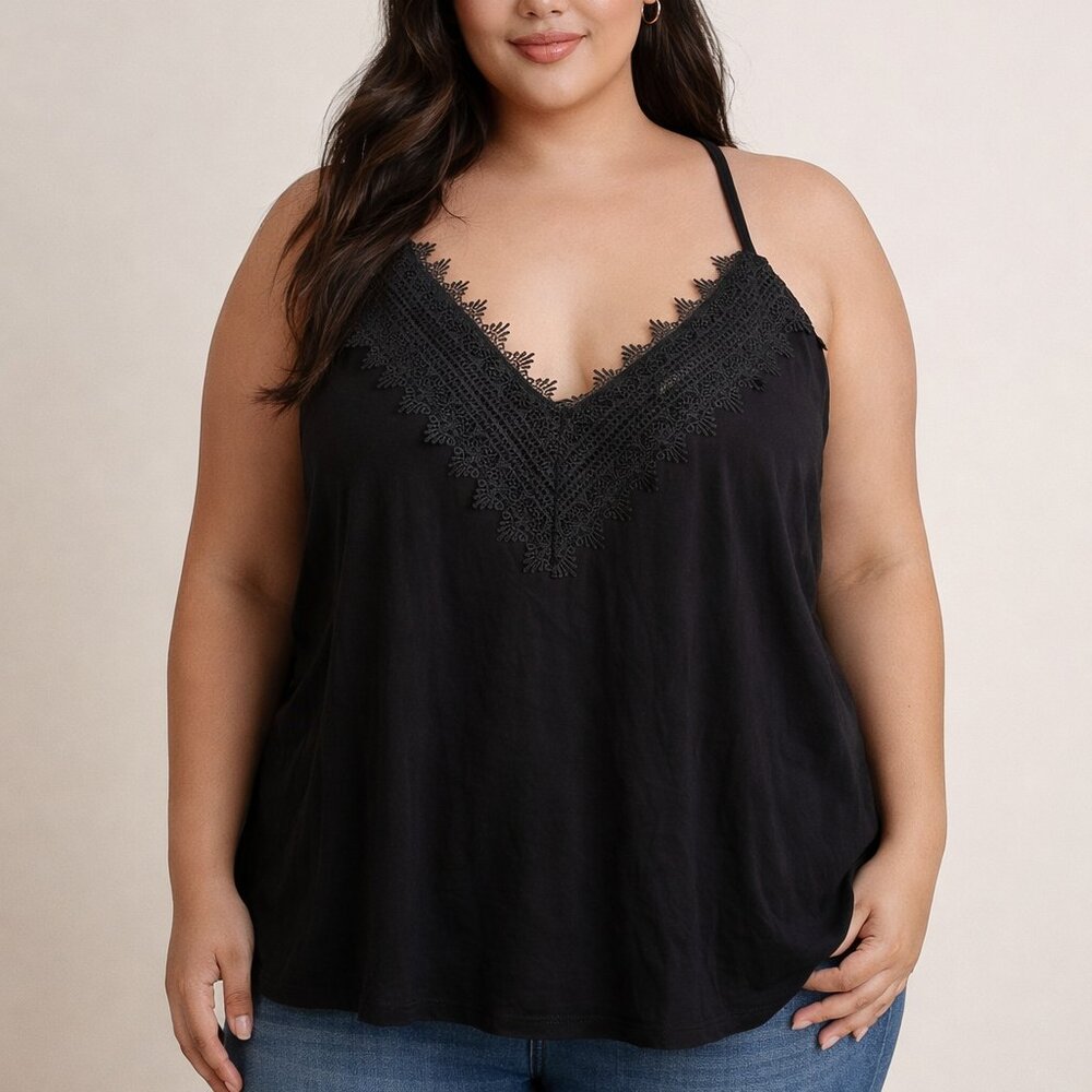 NWT nine britton black lace tank top size 2x